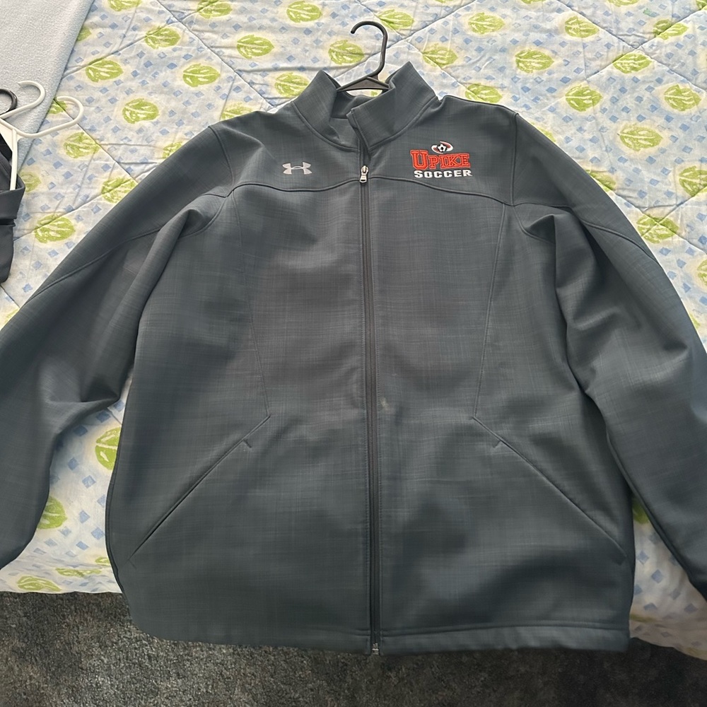 Gray soft shell UA cold gear jacket